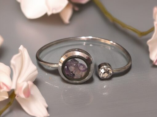 Amethyst Stainless Steel Bangle
