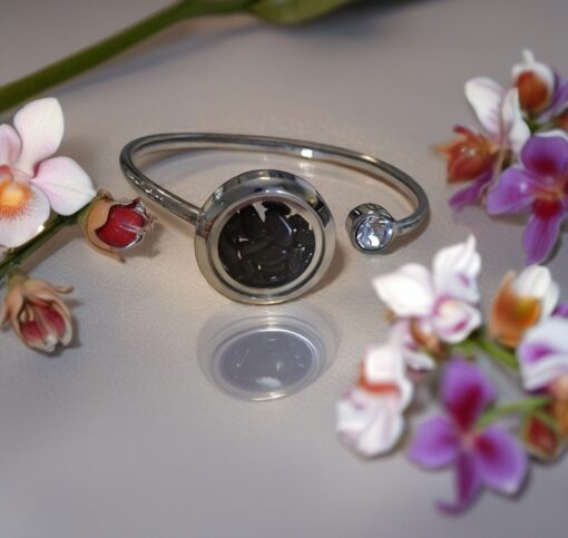 Black Tourmaline Stainless Steel Bangle