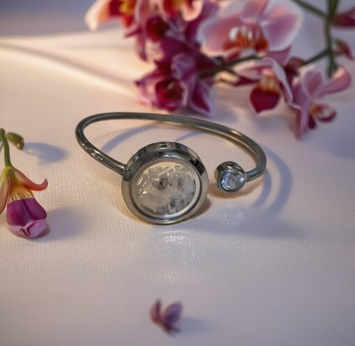 Rainbow Moonstone Stainless Steel Bangle