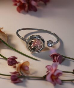 Rhodochrosite Stainless Steel Bangle