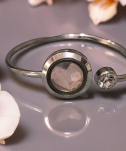 Rose Quartz Stainless Steel Bangle