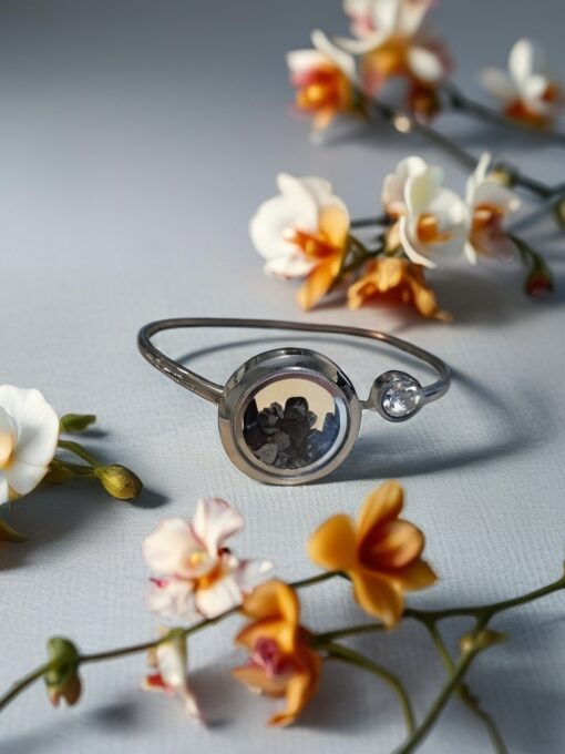 Snowflake Obsidian Stainless Steel Bangle